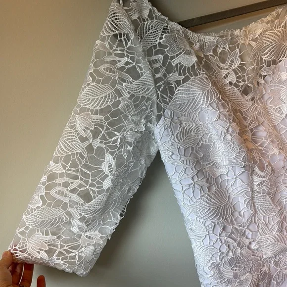 JJs House White Asymmetrical Ruched Wedding Dress - Picture 5 of 8